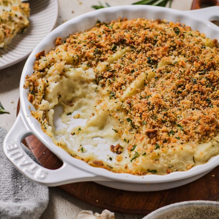 Garlic Breadcrumb Topped Mashed Potatoes